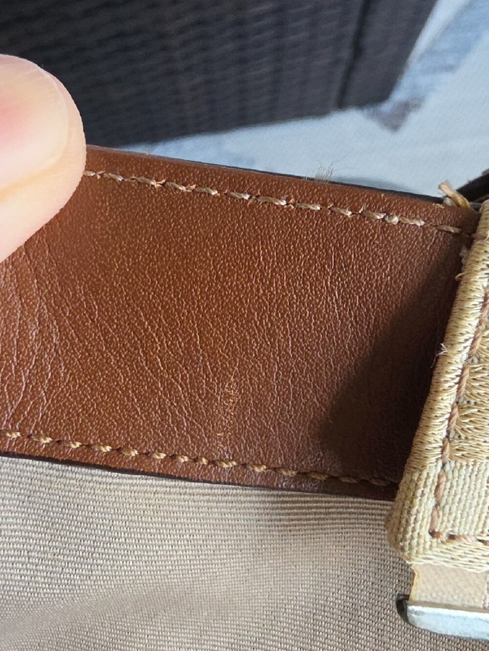 Coach Hampton Optic Tan and White Signature Stripe Satchel - Picture 5 of 16